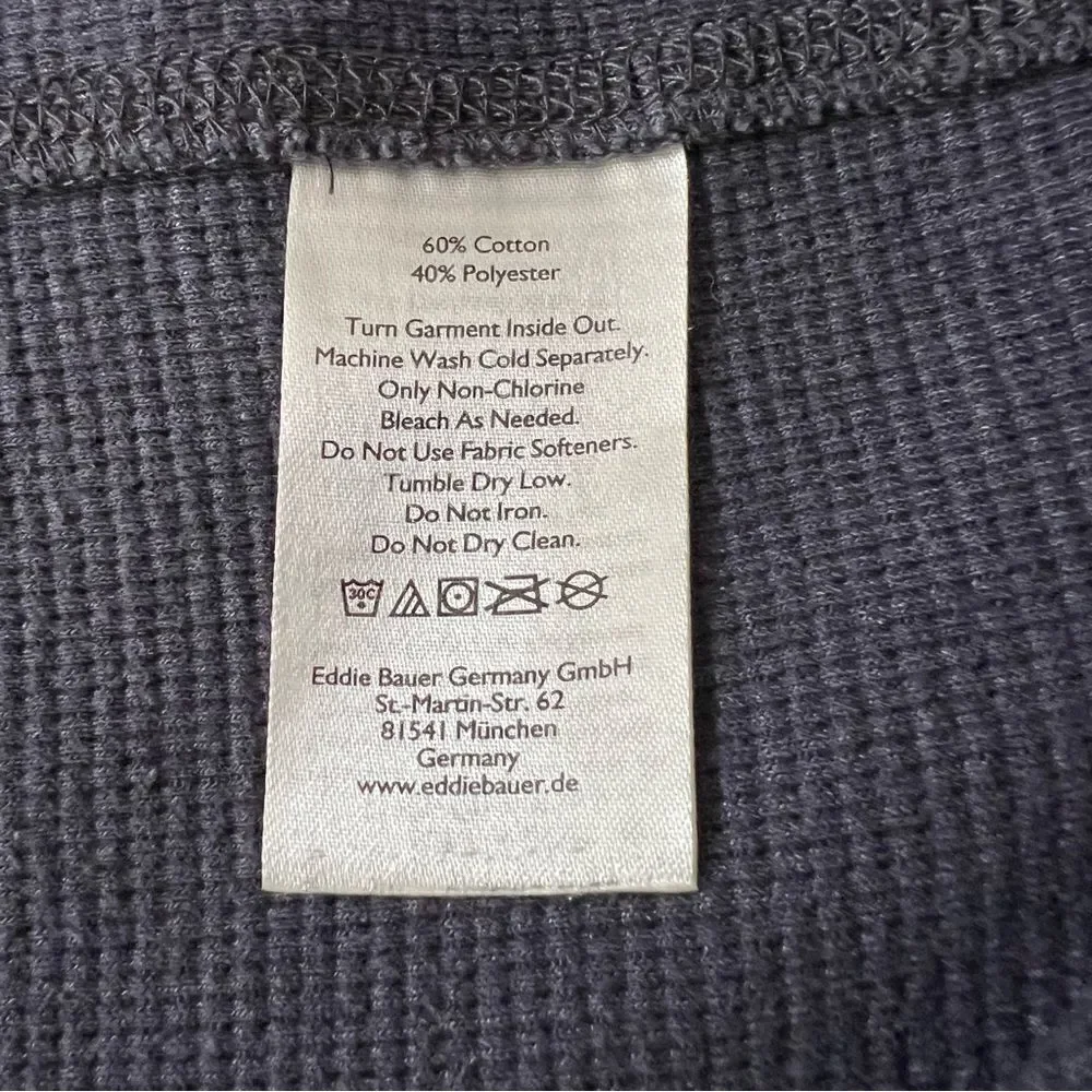 Eddie Bauer Thermal Shirt Mens Size XL Tall Heather Navy Long Sleeve Ultrasoft